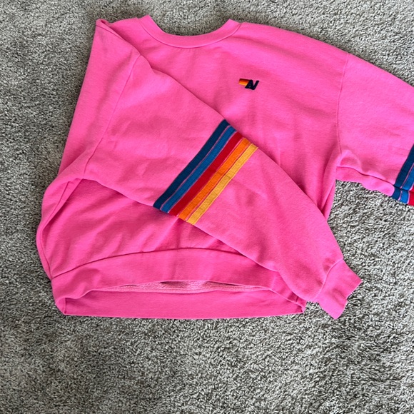 Pink Aviator Nation 5 Stripe Crewneck Size S - Picture 3 of 4